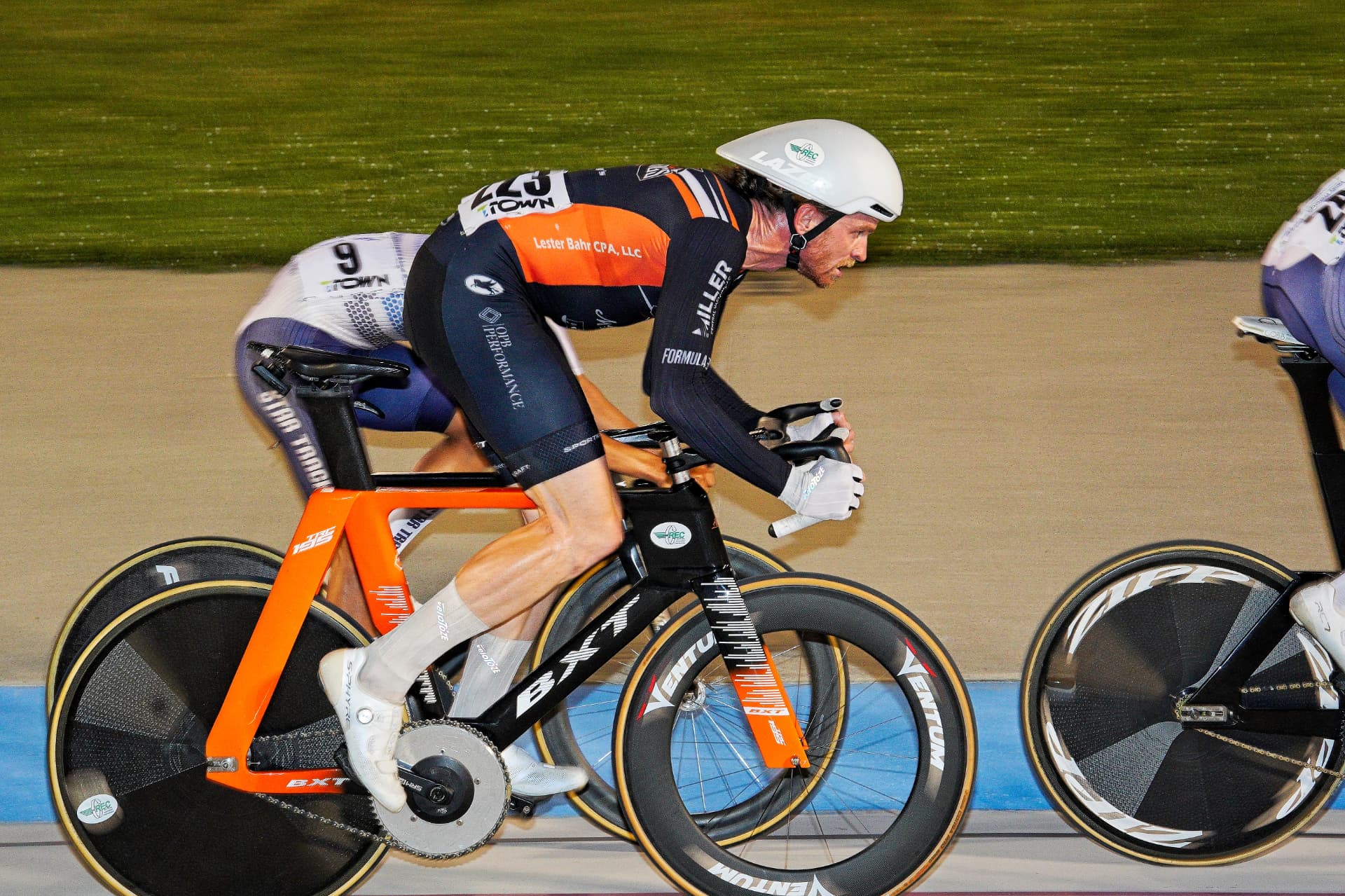 Team BSR Mustangs rider racing on the velodrome