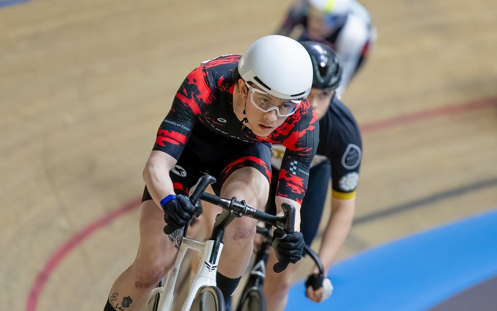 University of Essex track rider attacking in a SPORTKRAFT skinsuit